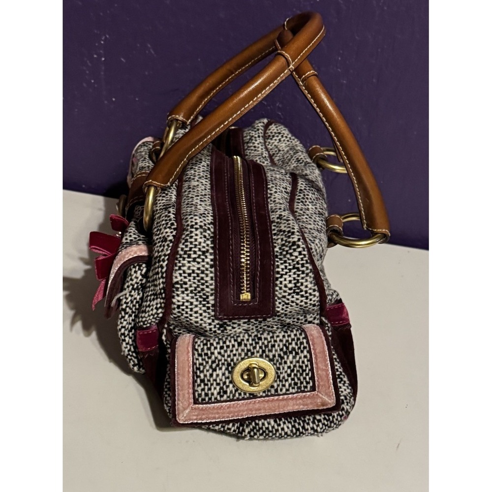 Vintage Coach Soho Tweed Satchel Swarovski Bow Turnlock 8F03 Y2K Clean Rare - Picture 5 of 8